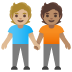 🧑🏼‍🤝‍🧑🏽 people holding hands: medium-light skin tone, medium skin tone display on Google